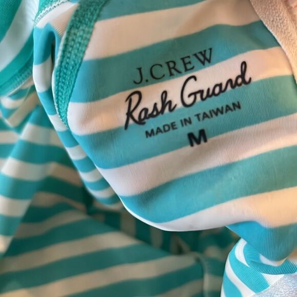 J. Crew Long Sleeve Rash Guard, Green and White Stripe, size M - Picture 8 of 9